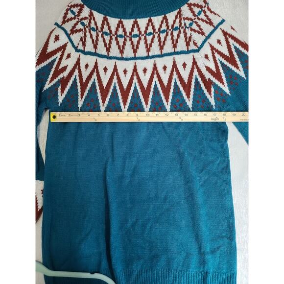 JW Vintage Fair Isle Nordic wool blend Tunic style sweater Size Large Lagenlook - Picture 3 of 5